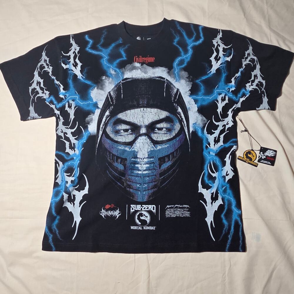 Civil Regime x Mortal Kombat Sub-Zero Oversized Shirt Medium NWT